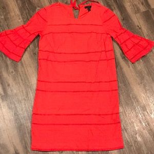 Red J. Crew dress with bell sleeves